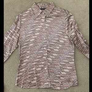 Lafayette 148 New York Silk Button Down Shirt